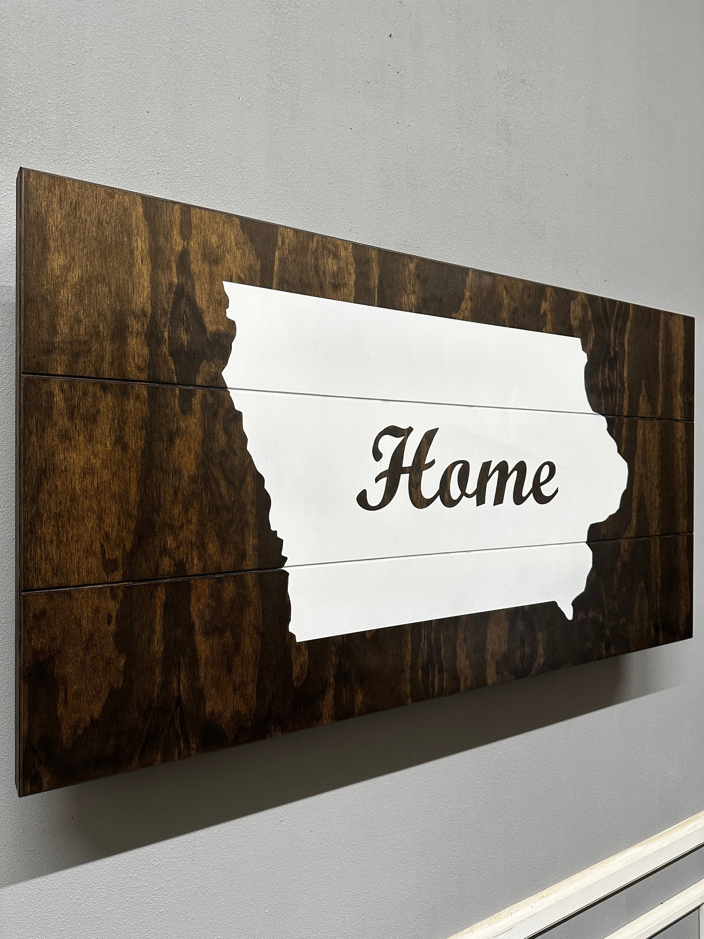 Custom State “Home” Large Concealment Wall Art | Pick Your State | Espresso Home Décor