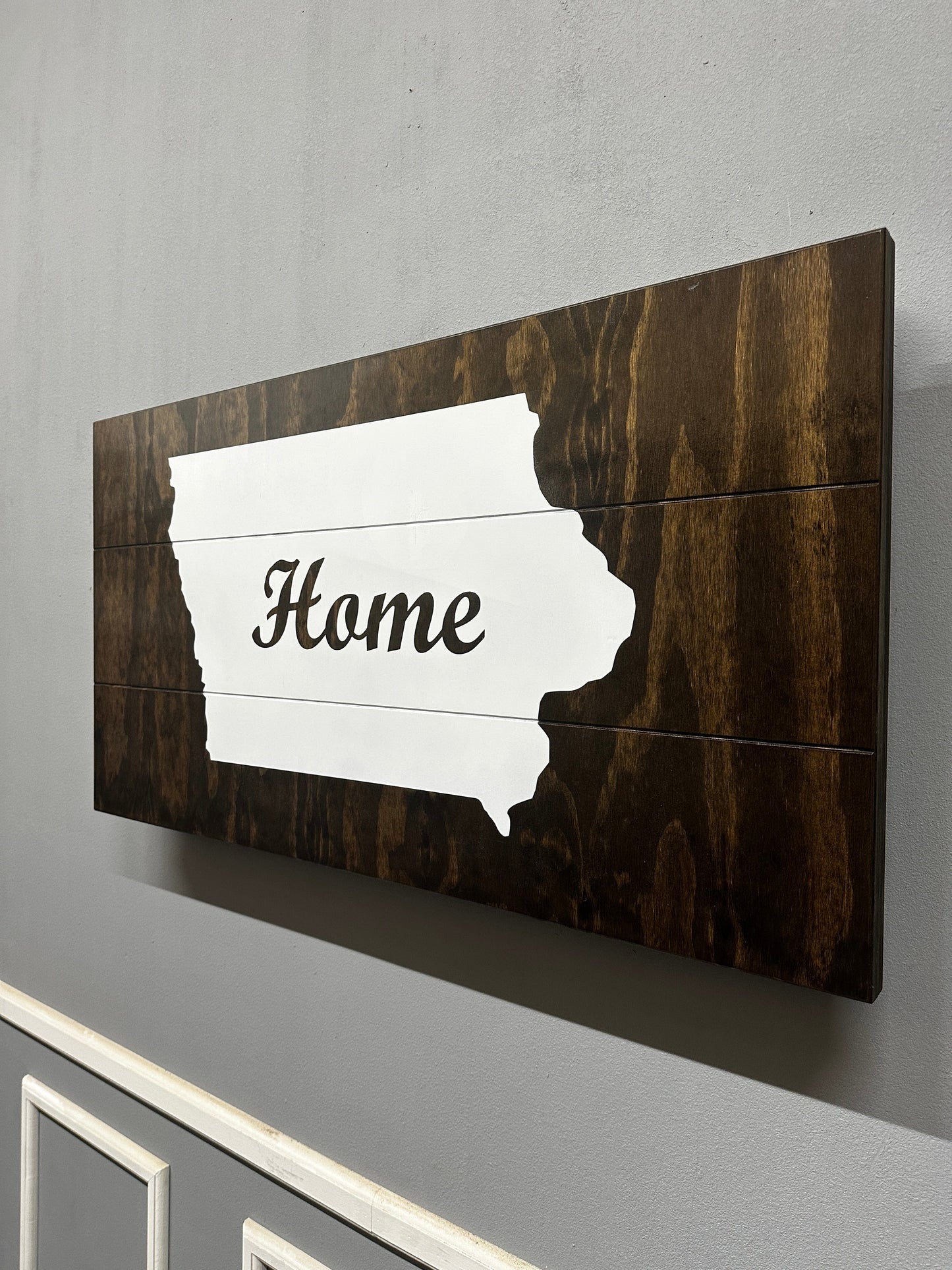Custom State “Home” Large Concealment Wall Art | Pick Your State | Espresso Home Décor