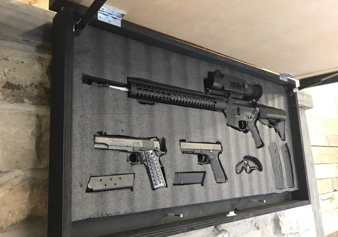 Wyoming black and Burnt flag - ProtectYOURshelves - Chunky Shelves wooden flag weapons concealment flag contains a secret compartment for gun storage. Our American flags are rustic home decor that look great in a man cave, office or anywhere you want to conceal your weapons. Protect Your Shelves!