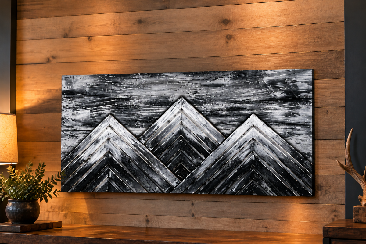 Black & White Mountain Art Biometric