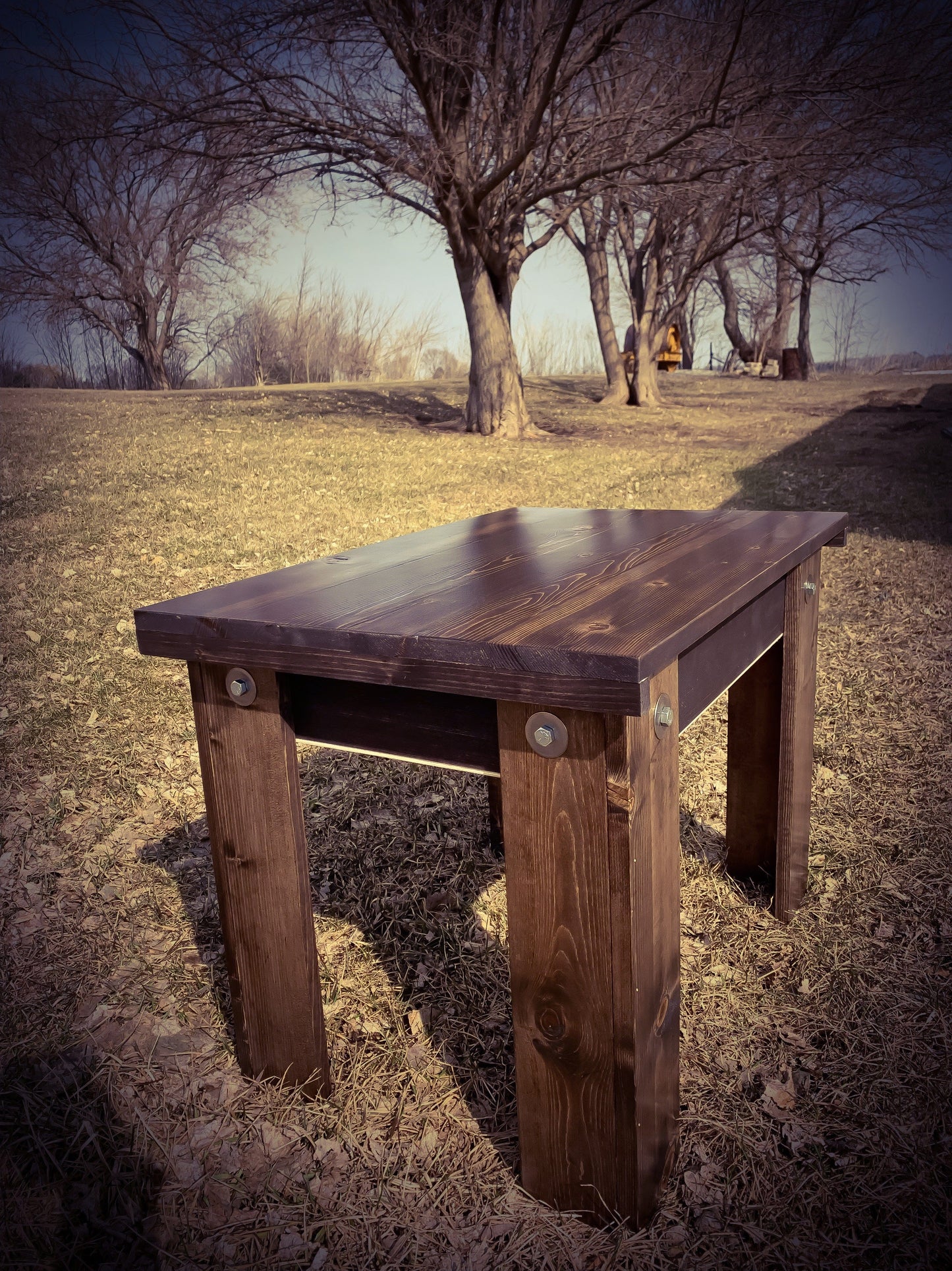 Expresso Concealment end table - ProtectYOURshelves - Chunky Shelves wooden flag weapons concealment table decor contains a secret compartment for gun storage. Our American flags are rustic home decor that look great in a man cave, office or anywhere you want to conceal your weapons. Protect Your Shelves!