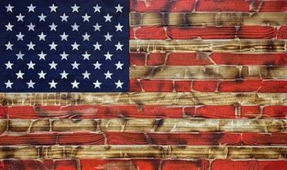 Red Burnt Distressed Wall Mount Concealment Flag - Chunky Shelves wooden flag weapons concealment wall decor contains a secret compartment for gun storage. Our American flags are rustic home decor that look great in a man cave, office or anywhere you want to conceal your weapons. Protect Your Shelves!