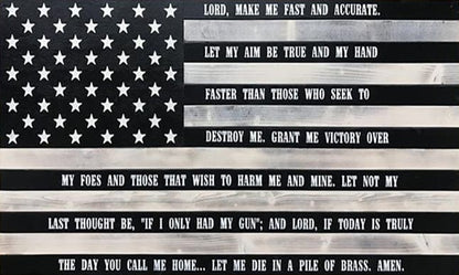 Gunfighter's Prayer Large Wall Mount Concealment Flag - Chunky Shelves wooden flag weapons concealment wall decor contains a secret compartment for gun storage. Our American flags are rustic home decor that look great in a man cave, office or anywhere you want to conceal your weapons. Protect Your Shelves!