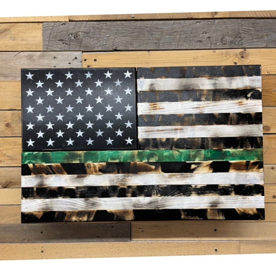 Distressed Thin Blue / Red/ Green / Silver Line Concealment Flag